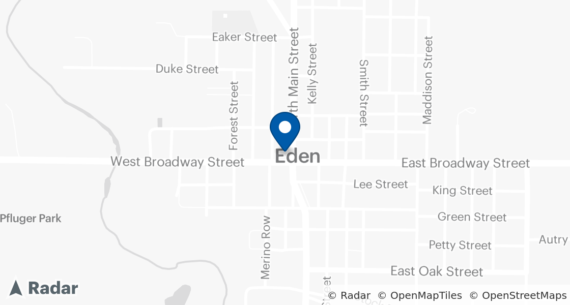 Map of Dairy Queen Location:: 402 W Broadway St, Eden, TX, 76837